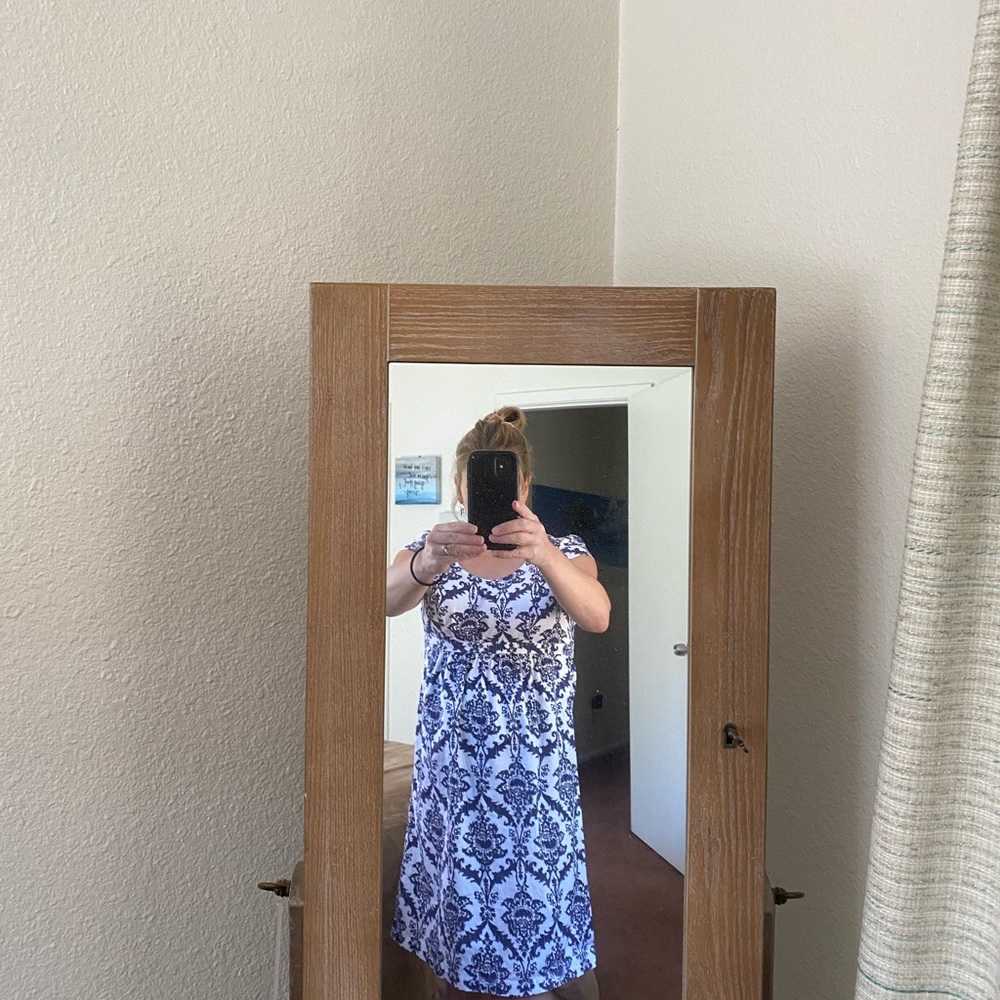 Blue and White Motherhood Maternity dress - Picture 3 of 4